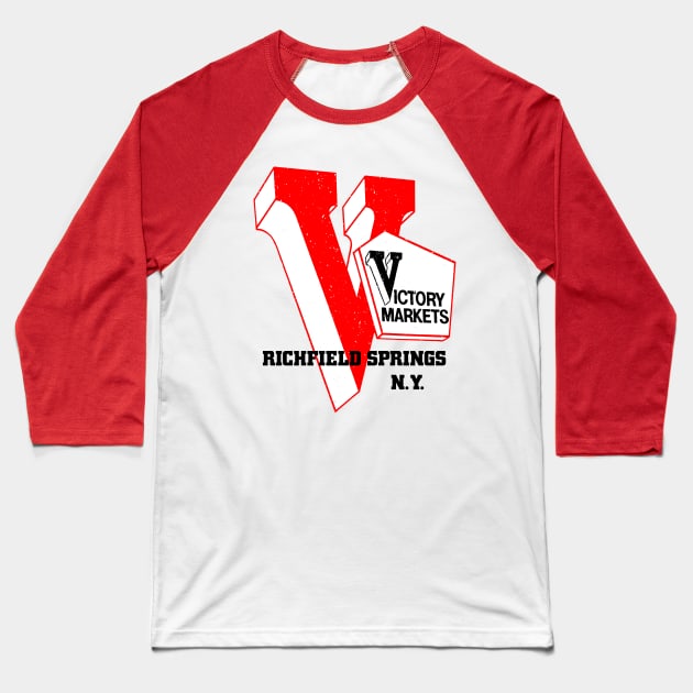 Victory Market Former Richfield Springs NY Grocery Store Logo Baseball T-Shirt by MatchbookGraphics